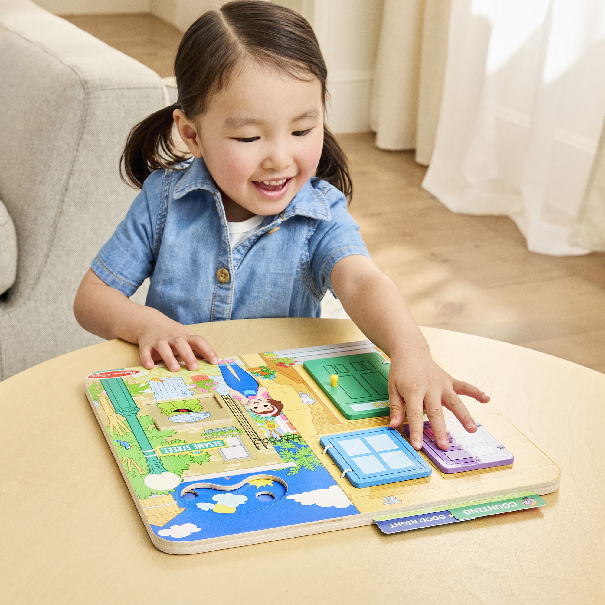 Melissa & Doug® Ms. Rachel™ Sesame Street Wooden Daily Routines Activity Board Preschool Learning Toy for Boys and Girls - FSC Certified