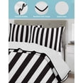 thumbnail image 4 of Simple Black White Stripes Twin Size Down Alternative Comforter, Lightweight Comforter Quilt Bedding Set with Pillow Shams Modern Stripes All Seasons Bed Comforter Duvet Insert 68"x86", 4 of 7