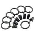 thumbnail image 1 of 20 Pack Curtain Rings with Clips 0.98" Interior Diameter,Metal Drapery Ring with Clips Compatible with up to 1 inch Drapery Rod,Strong Vintage Decorative Rustproof Drapery Ring with Hooks(Black), 1 of 8