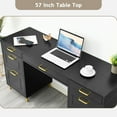 thumbnail image 3 of DreamCurship Computer Desk with Drawers, 57" Executive Desk with File Drawers, Home Office Desk with Storage, Black, 3 of 7
