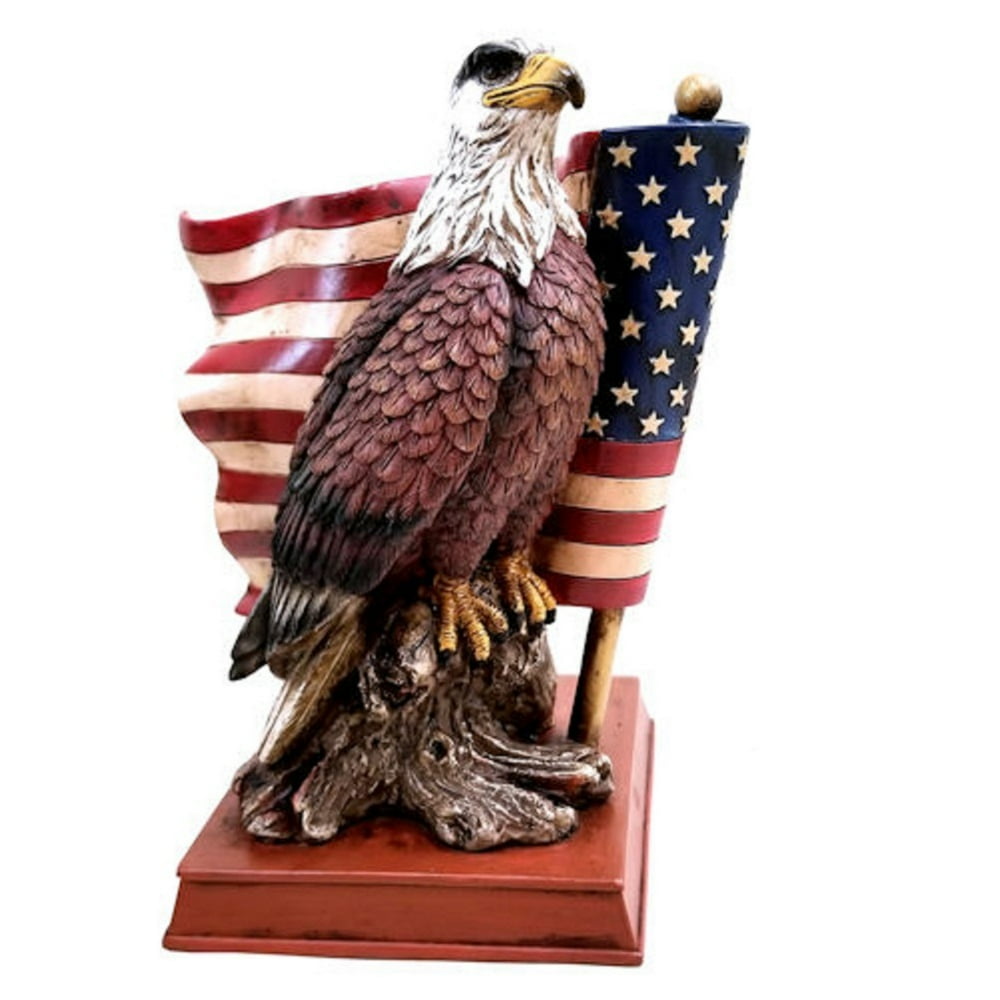 Bald Eagle with American Flag Figurine New