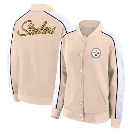Women s Fanatics Tan Pittsburgh Steelers Lounge Full-Snap Varsity Jacket