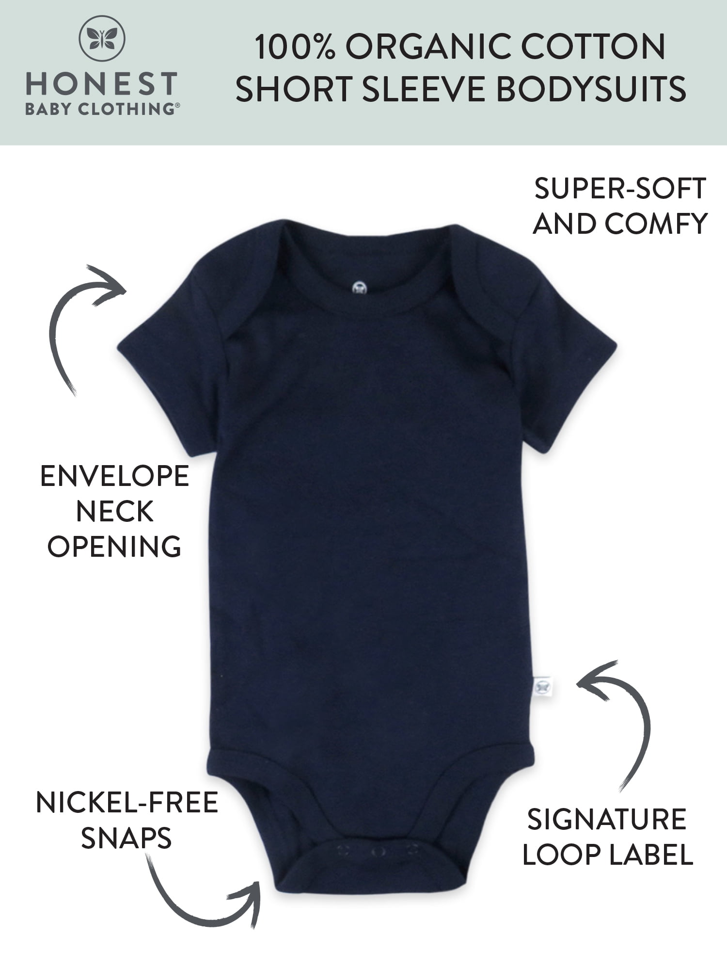 Honest Baby Clothing Baby Boy or Girl Gender Neutral Organic Cotton Short Sleeve Bodysuit, (Newborn-24 Months)