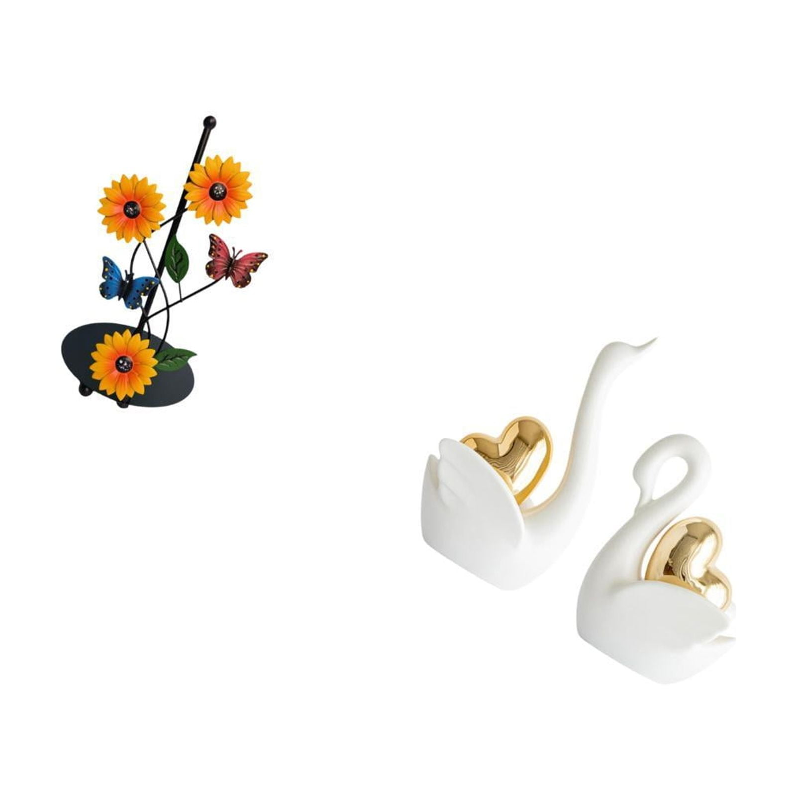 Fiocias Elegant Swan Paper Towel Holder And Figurine Set Non Slip Vertical Tissue Rack with Artistic Tabletop Ornament for Home Decor And Bookshelf