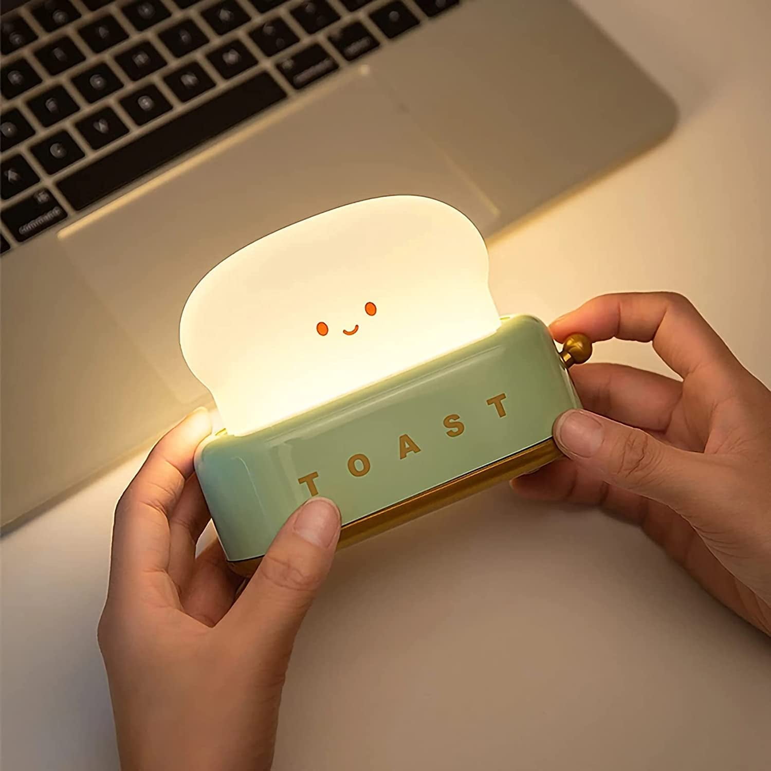 LINLIN Cute Toast Night Light,Rechargeable Timer Adjustable Brightness Bread LED Night Lamp,Portable Bedroom Bedside Sleep Lamp Dimmable for Baby Girls Boys Birthday Children's Day Gifts