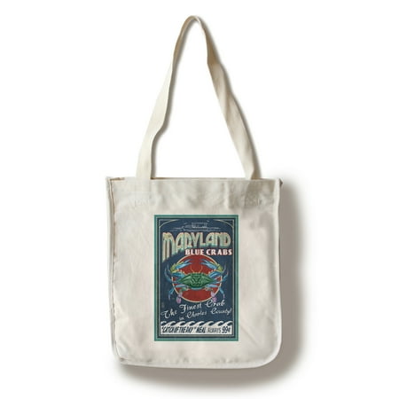 Charles County, Maryland - Blue Crab Vintage Sign - Lantern Press Poster (100% Cotton Tote Bag - (Best Maryland Blue Crab Delivery)