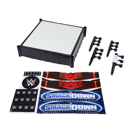 WWE Superstar Ring Action Figure Playset with Spring-Loaded Mat & 4 Event Apron Stickers