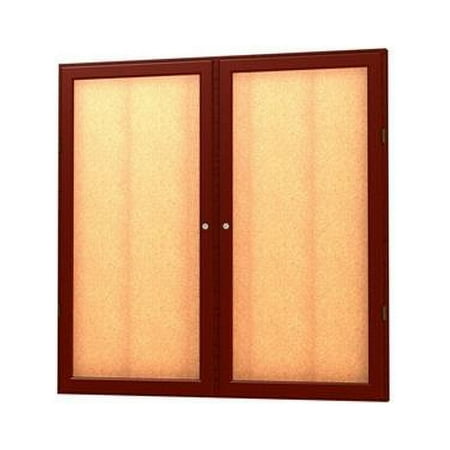 Waddell 77-4848CK-CHK Messenger 48 x 48 x 2 in. Wall Case Message Center, 2 Door - Cherry Oak