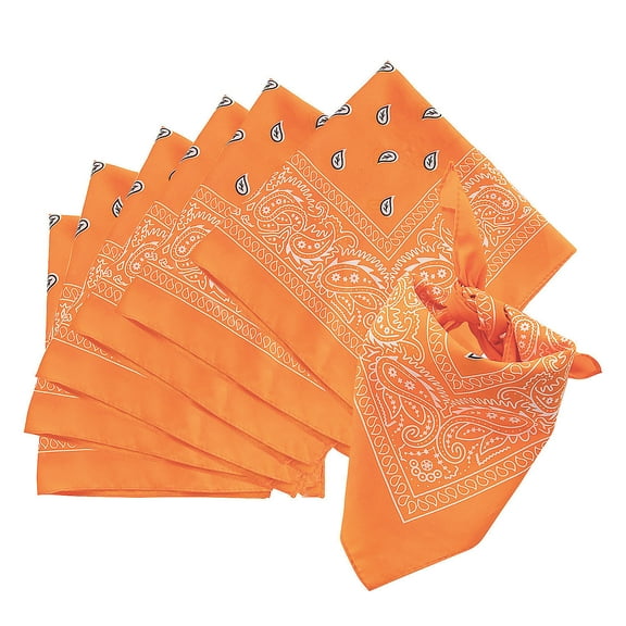 Orange Bandanas, Apparel Accessories, Party Supplies, 12 Pieces
