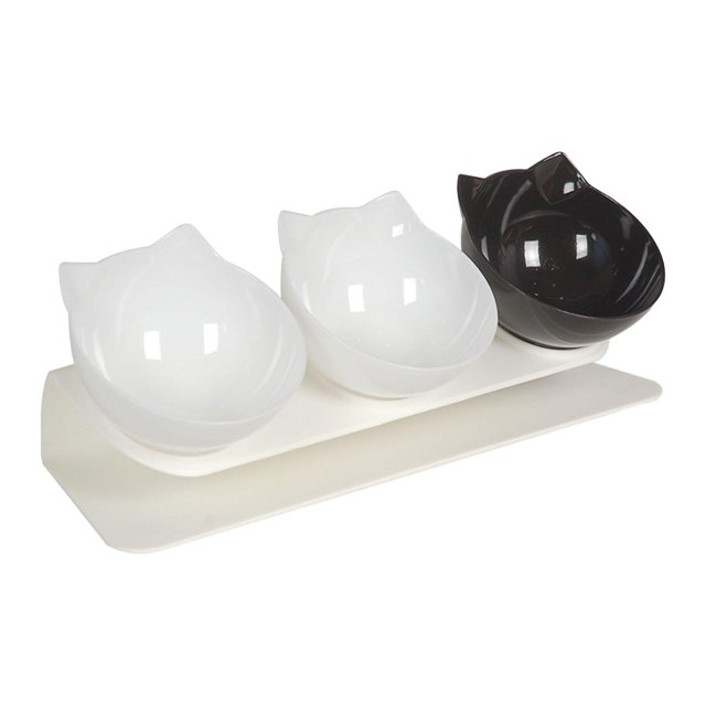 Cuencos elevados para gatos, cuenco de alimentación para mascotas, lavable, plato para gatitos, comida para gatos con menos vómitos y cuenco de agua 2 negro