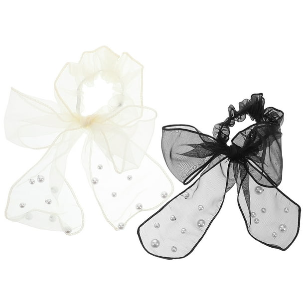 2 coleteros de malla con cuentas para fiestas y uso diario Coletero elástico de alta elasticidad para mujer Accesorio de moda para todo tipo de peinados