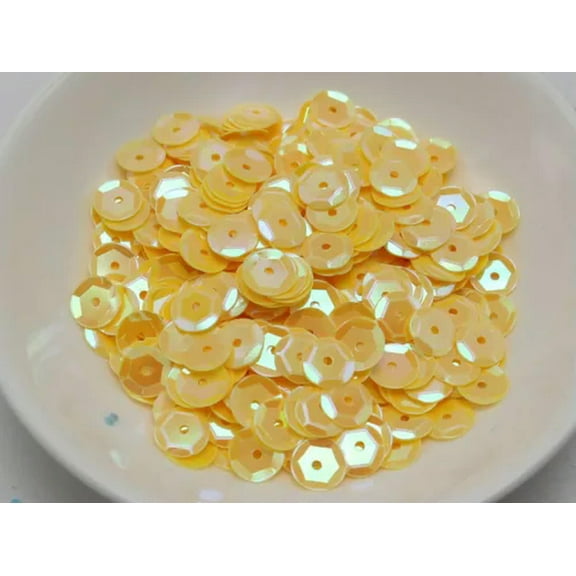 U8MO 3000 8mm CUP round loose sequins Paillettes sewing Wedding-Yellow AB