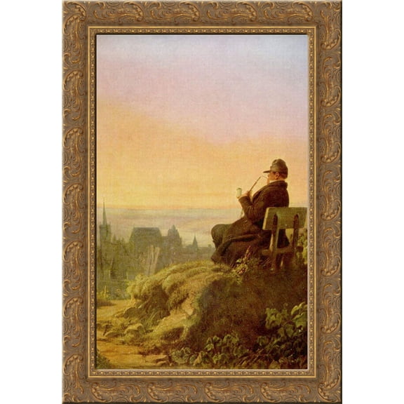 Resting on the Vine 24x18 Gold Ornate Wood Framed Canvas Art by Carl Spitzweg