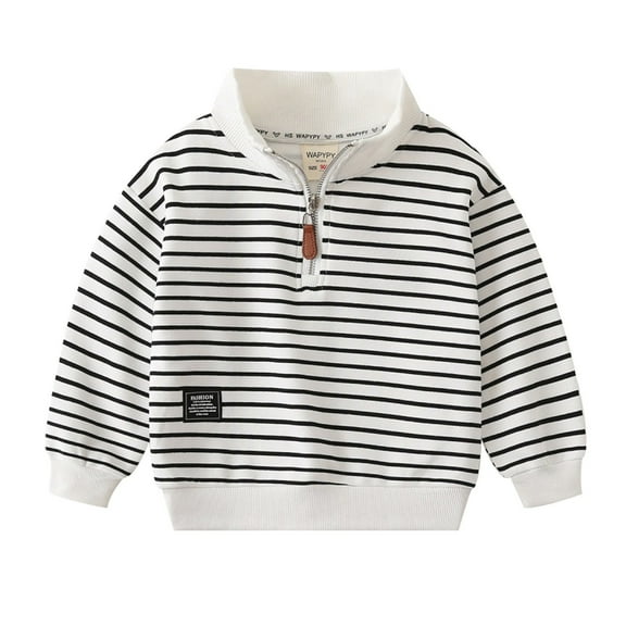 PINQI 1-7 Years Kids Winter Blouse Boys Quarter Zip Pullover Sweater Toddler Fashion Long Sleeve Sweaters Mock Neck Warm Pullovers Tops(White-1,4-5 Years)