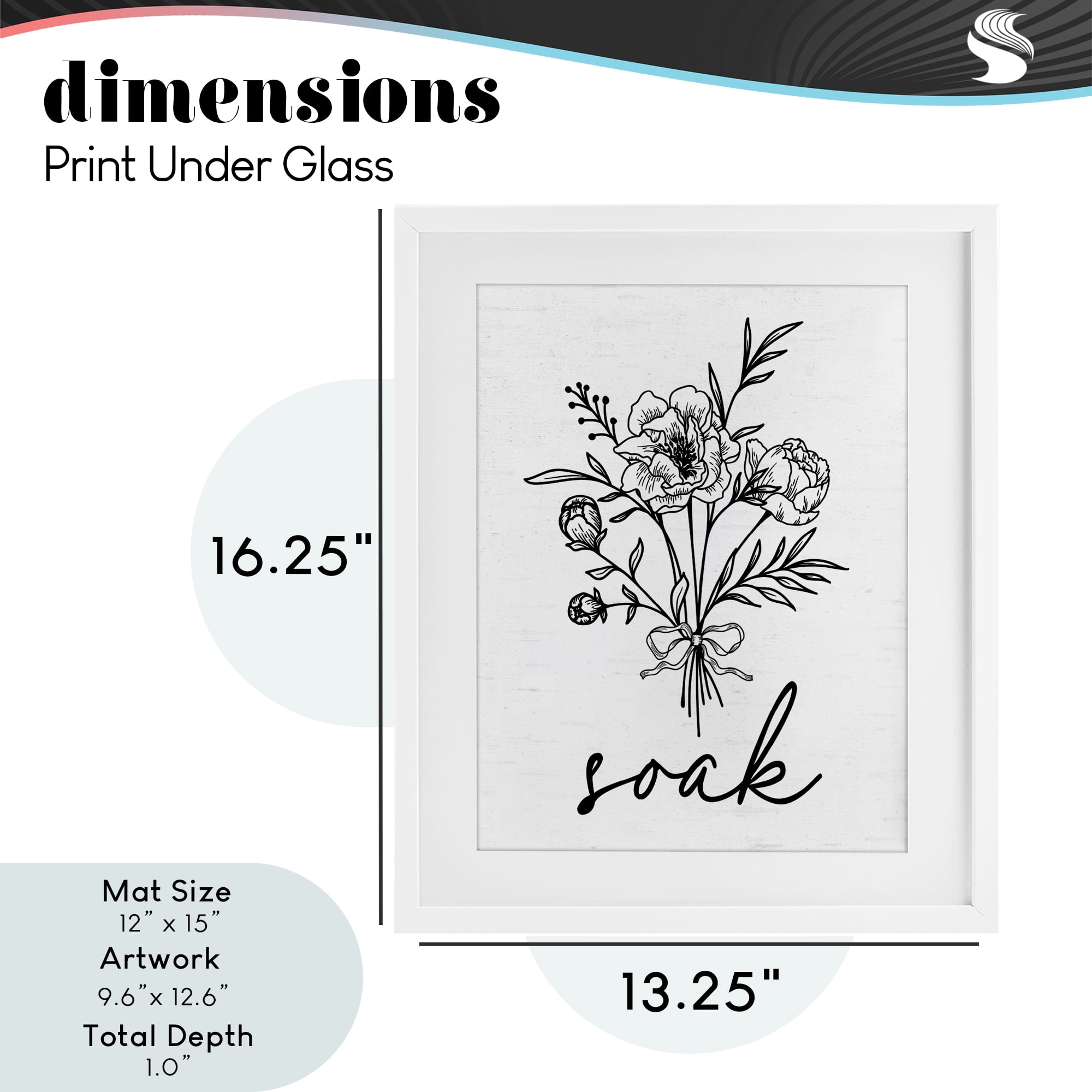 Bathroom Herb Soak White Framed Print Under Glass, design by Lettered and Lined