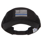 Thin Blue Line USA Flag Embroidered Washed Visor - Black OSFM