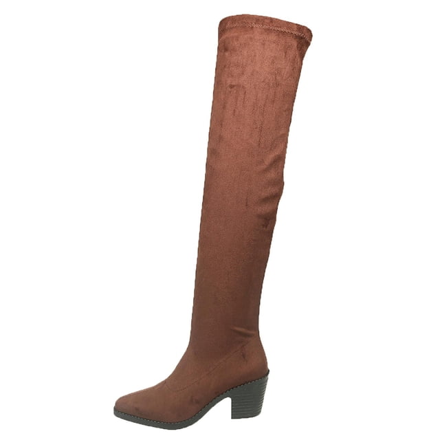 Birdeem Cuissardes pour Femmes, Talons Hauts Unis d'Hiver, Chaussures Tendance Polyvalentes pour Femmes