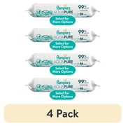 (4 pack) Pampers Aqua Pure Baby Wipes Unscented, 1-Pack, 56 Total Wipes (Select for More Options)