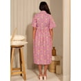 thumbnail image 5 of Janasya Indian Women's Pink Cotton Floral Wrap Maternity Dress, 5 of 5