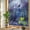 Blue, variant on Abstract Landscape Window Privacy Film, Mountain Peaks Hills Sun Boho Stained Glass Rainbow Film Decorative Window Clings, Static Cling Sun Blocking Stickers 23.6" x 59"