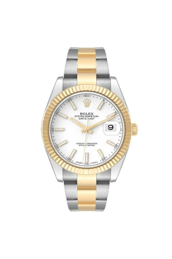 Pre-Owned Rolex Datejust 41 Steel Yellow Gold 126333 White Dial Mens Watch