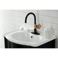 thumbnail image 2 of Kingston Brass KSD2237RX Belknap One-Handle Single-Hole Bathroom Faucet with Deck Plate and Push Pop-Up Drain, Matte Black/Rose Gold, 2 of 7