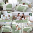 thumbnail image 5 of Sage Green Bedding Duvet Cover Set Full Size 4 Pieces White Striped Soft Twill Plush Quilt Cover, Include 1 Duvet Cover 1 Flat Sheet And 2 Pillow, 5 of 7