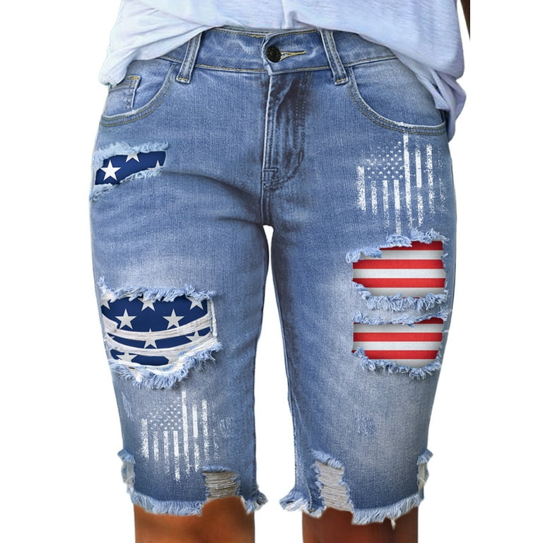Knee length shorts ripped hotsell