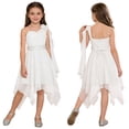 thumbnail image 2 of renvena Girls Kids One Shoulder Flower Dress Pleated Chiffon Wedding Bridesmaid Pageant Prom Ball Gown White 14, 2 of 7