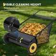 thumbnail image 3 of 26 Inch Push Lawn Sweeper, Leaf and Grass Collector with 7 Cu.ft Mesh Bag, 4 Spinning PP Brushes, Durable Steel Construction, Adjustable Height & Rubber Tires for Yard Cleanup-Black+Yellow, 3 of 6