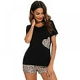 thumbnail image 3 of WBQ Women's Pajamas Set 2 Piece Lounge Set Short Sleeve Leopard Print Nightwear Casual Outfits Sleepwear, 3 of 7