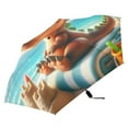 thumbnail image 4 of Cute Dinosaur on Beach Compact Sun Umbrella Windproof Travel Umbrellas for Rain Strong Portable UV Protection, 4 of 8