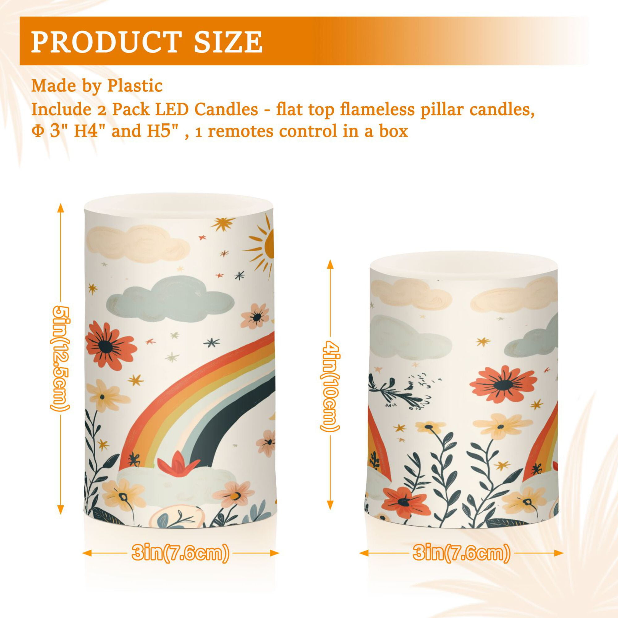 Yayeee Flameless Candles with Remote Flickering Battery Operated Multi Color Changing, Cute Rainbow