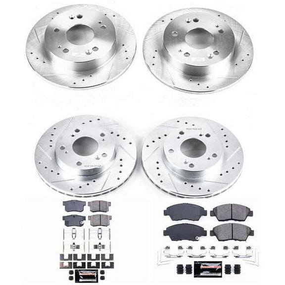 PowerStop Front and Rear Z23 Evolution Sport Carbon-Fiber Ceramic Brake Pad and Drilled & Slotted Rotor Kit Fits: HONDA Select Models K4276