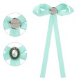 thumbnail image 3 of DARING DIVA Women's Long Ribbon Pre-Tied Bow Tie with Faux Pearl Blue, 3 of 5