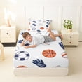 thumbnail image 4 of Castle Fairy Multi-Sport Balls Twin Sheets 3pcs, Hand-Drawn Gloves Bedding, Blue Orange White,1 Fitted Sheet, 1 Flat Sheet and 1 Pillowcase, 4 of 6