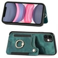 thumbnail image 2 of Nalacover For iPhone 11 Case Ring Holder Kickstand with Credit Card Holder, Back Flip Premium Leather Magnetic Clasp Removable Wirst Hand Strap Cover For iPhone 11, Green, 2 of 8