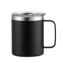 Travel Coffee Mug with Lid, Insulated Tumbler with Handle, 12oz Stainless Steel Cup for Ice, Water, Tea, black