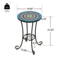 thumbnail image 4 of GDF Studio French Country Outdoor Side Table with Mosaic Ceramic Top and Metal Base, Light Blue, 4 of 10