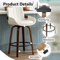 thumbnail image 5 of ClinQ Counter Height Swivel Bar Stools Set of 2, PU Leather Upholstered 360° Rotating Chairs with Walnut Legs and Metal Footrest, Beige, 5 of 6