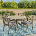 thumbnail image 2 of 5-Piece Teak Brown Contemporary Outdoor Furniture Patio Dining Set - Gary Cushions, 2 of 7