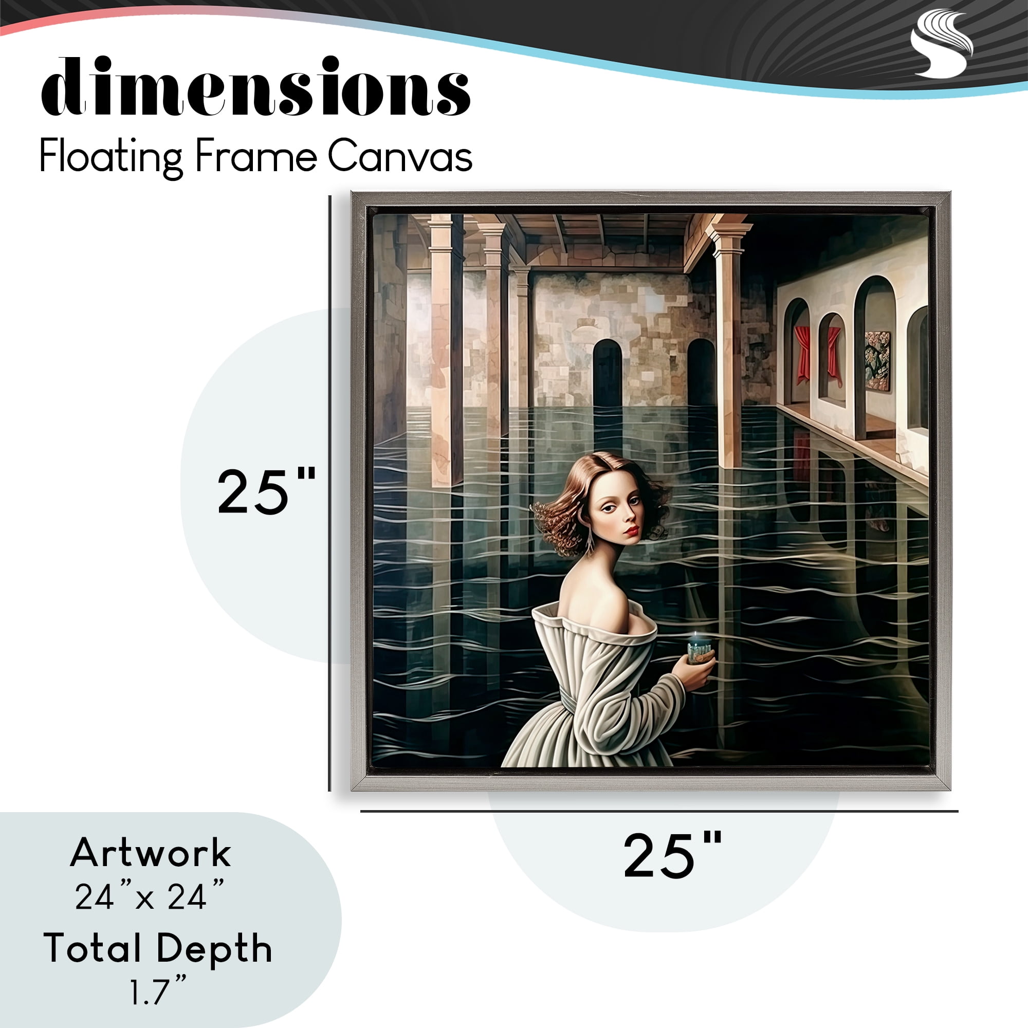 Portal Of Reflections Gray Framed Floater Canvas Wall Art, design by Sasha