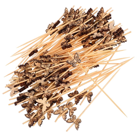 Worgeous 100pcs Bamboo Food Picks Wood Cocktails Sticks For Appetizers And Cake Decorating For Bridal Shower And Party Decorations