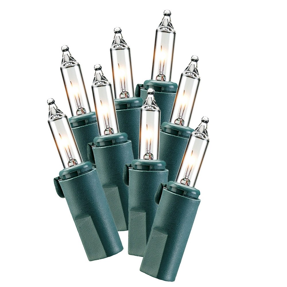 Philips 100 Mini Lights Clear with Green Wire