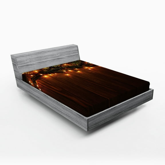 Ambesonne Country Fitted Sheet, Christmas Theme Synergy, Queen Size, Brown Green