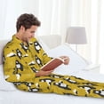 thumbnail image 6 of Salouo Cartoon Bear Yellow Print Button-Front Long Sleeve Pajama Set for Men, Soft 2Pjs Men's Long Sleeve Sleepwear-Medium, 6 of 7