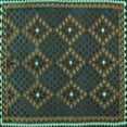 thumbnail image 1 of Ahgly Company Indoor Square Oriental Turquoise Blue Traditional Area Rugs, 6' Square, 1 of 4
