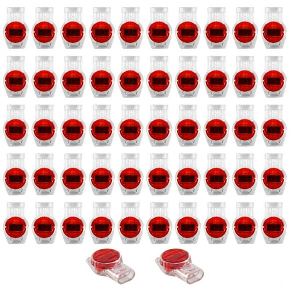 55 piezas de conectores de empalme de gel UR de 3 puertos, conectores de cable rojo y transparente