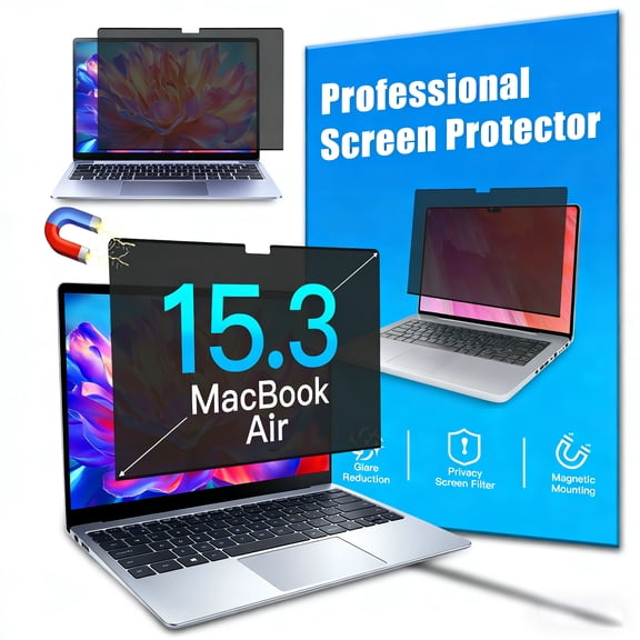 Magnetic Privacy Screen Filter for Macbook Pro 15" (2023-2025, M2/3/4), Removable Matte Anti Glare Blue Light Protector Private Security Filter for 15.3" Mac Laptop Computer - A2941, A3114, A3241