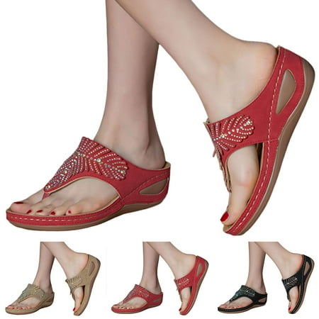 

PEASKJP Walking Sandals Women Women Summer Solid Open Toe Round Toe Wedges Non-Slip Sandals Sandals Shoes Non Slip Rubber Sole Black 8.5